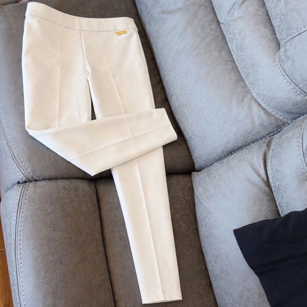 Calvin Klein Cream Pants with Gold Accent